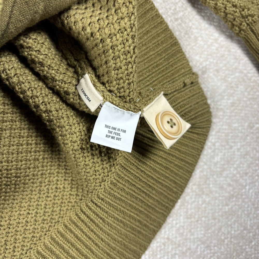 Taylor Stitch Crawford Cardigan Sweater 46 XL Olive Green Knit Cotton - Picture 3 of 6